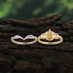 Romantic 5-Prong Pear Cut Citrine Stacking Ring