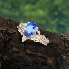 Enchanted 4-Prong Oval Cut Sapphire Stacking Ring