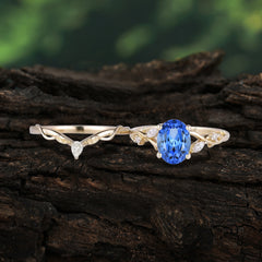 Enchanted 4-Prong Oval Cut Sapphire Stacking Ring