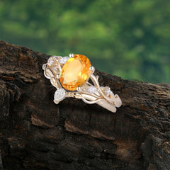 Enchanted 4-Prong Oval Cut Citrine Stacking Ring