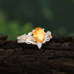 Enchanted 4-Prong Oval Cut Citrine Stacking Ring
