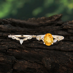 Enchanted 4-Prong Oval Cut Citrine Stacking Ring