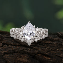 Art Nouveau 5-Prong Pear Cut Moissanite Ring