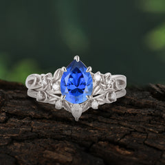 Art Nouveau 5-Prong Pear Cut Sapphire Ring