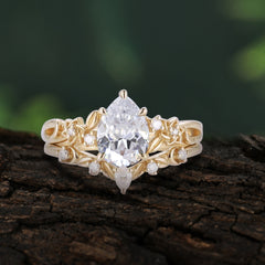 Art Nouveau 5-Prong Pear Cut Moissanite Ring