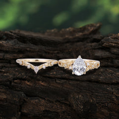 Art Nouveau 5-Prong Pear Cut Moissanite Ring