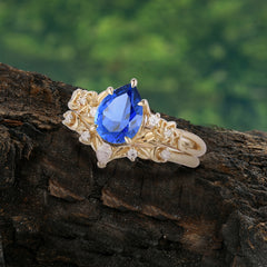 Art Nouveau 5-Prong Pear Cut Sapphire Ring