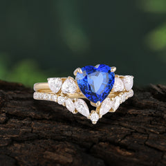 Bohemian Heart 3-Prong Heart Cut Sapphire Stacking Ring