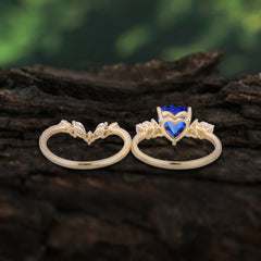 Bohemian Heart 3-Prong Heart Cut Sapphire Stacking Ring