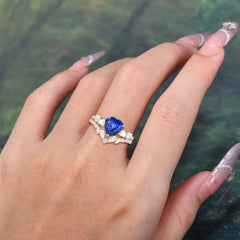 Bohemian Heart 3-Prong Heart Cut Sapphire Stacking Ring