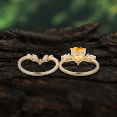Bohemian Heart 4-Prong Heart Cut Citrine Stacking Ring