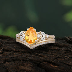 Ethereal 4-Prong Pear Cut Citrine Stacking Ring