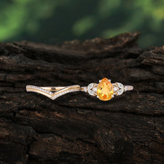 Ethereal 4-Prong Pear Cut Citrine Stacking Ring