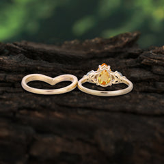 Ethereal 4-Prong Pear Cut Citrine Stacking Ring