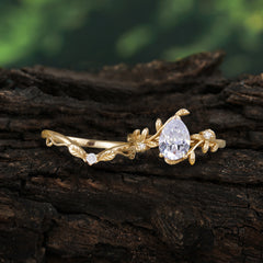Elegant 3 - Prong Pear - Cut Moissanite Stackable Ring Ensemble