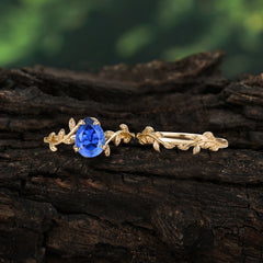 Artistic Vine  Themed 4 - Prong Pear Cut Sapphire Stackable Rings