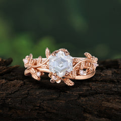 Naturalistic 4 - Prong Hexagon - Cut Moissanite Ring Sets
