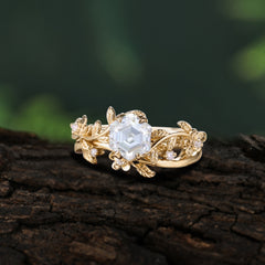 Naturalistic 4 - Prong Hexagon - Cut Moissanite Ring Sets
