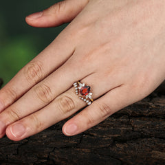 Vintage - Style 4 - Prong Pear - Shaped Garnet Stackable Engagement Rings