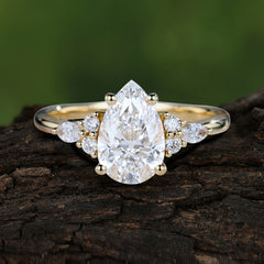 Sophisticated 4-Prong Pear-Cut Moissanite Promise Ring