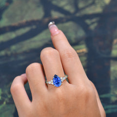 Sophisticated 4-Prong Pear-Cut Sapphire Promise Ring