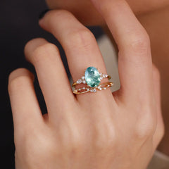 Sophisticated 4-Prong Oval Cut Natural Moss Agate Engagement Ring