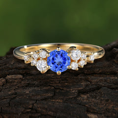 Classic 6-Prong Round Cut Sapphire Engagement Ring