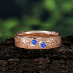 Classic Style Bezel  Set Round - Cut Sapphire Men's Ring