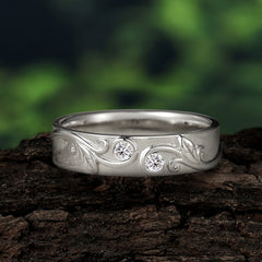 Classic Style Bezel  Set Round - Cut Moissanite Men's Ring