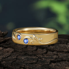 Classic Style Bezel  Set Round - Cut Sapphire Men's Ring