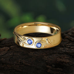 Classic Style Bezel  Set Round - Cut Sapphire Men's Ring