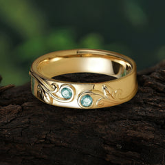 Classic Style Bezel  Set Round - Cut Natural Moss Agate Men's Ring