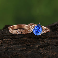 Elegant & Luxurious 3 prong Pear-Cut Sapphire Wedding Band Set